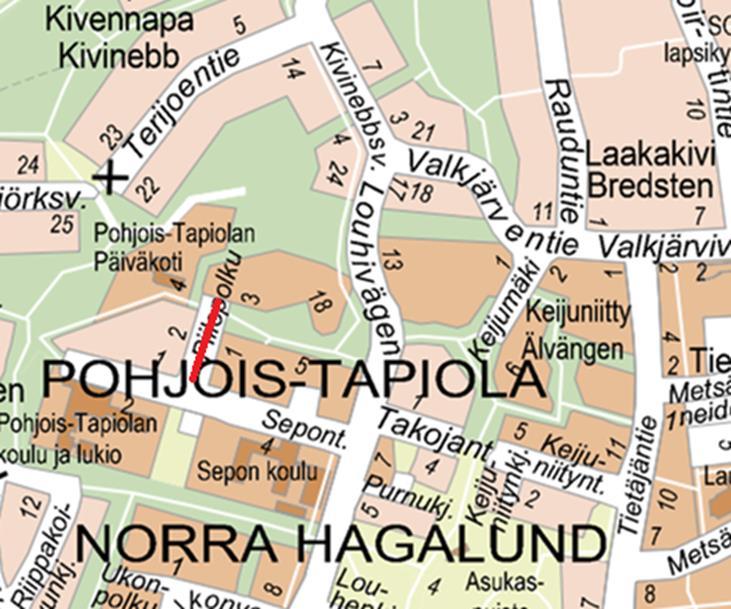 Espoon kaupunki Pöytäkirja 18 Tekninen lautakunta 15.02.2017 Sivu 25 / 46 1. SUUNNITELMAN SISÄLTÖ Piilopolku on Pohjois-Tapiolassa sijaitseva tonttikatu.