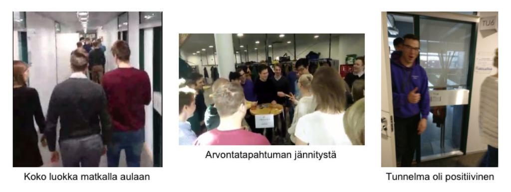 Olimme positiivisesti yllättyneitä tuloksesta, sillä koko luokka lähti innokkaasti testiin mukaan ja mikä parempaa, sovelluksen ajatusta tarkemmin esitellessä suhtautuminen oli hyvin positiivista.