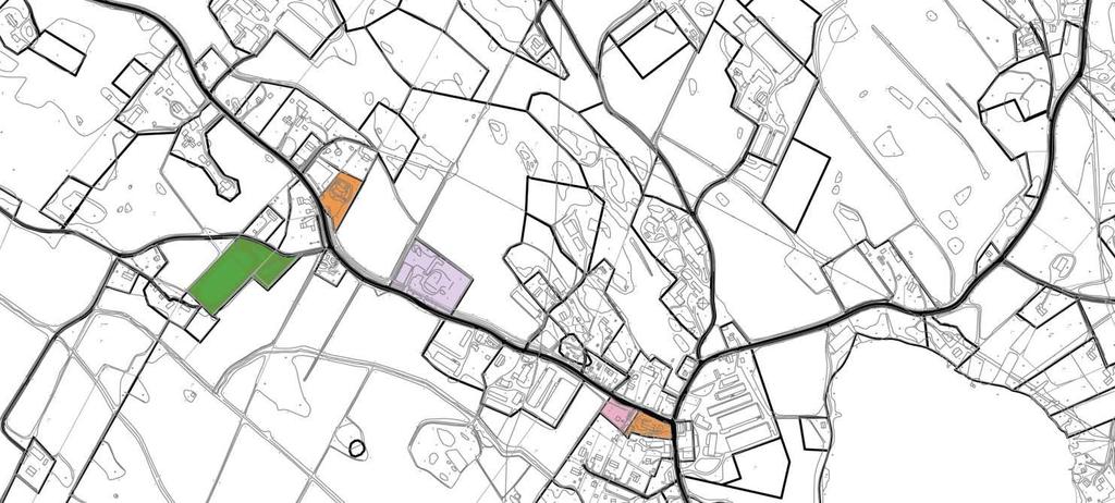 4.3.3 Palvelut, teollisuus, yhdyskuntatekniikka ja urheilu- ja virkistysalueet 1 4 2 7 3 5 6 Kontula(1), Vilpeilän koulu (2) ja kauppa (3) on osoitettu palveluiden alueiksi, urheilukenttä (4) ja