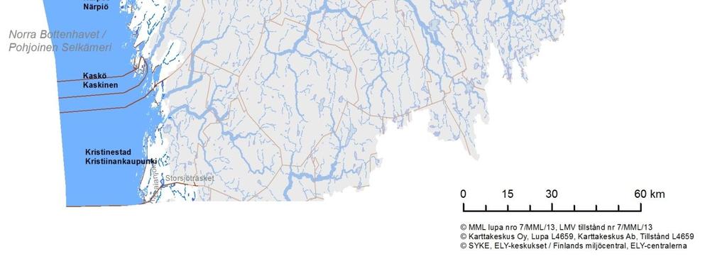 Näille alueille tunnusomaista ovat pienet vesistöt kuten laguunit ja kluuvijärvet erityisesti saaristossa. Toimenpideohjelman aluetta tarkastellaan kuvassa 2.