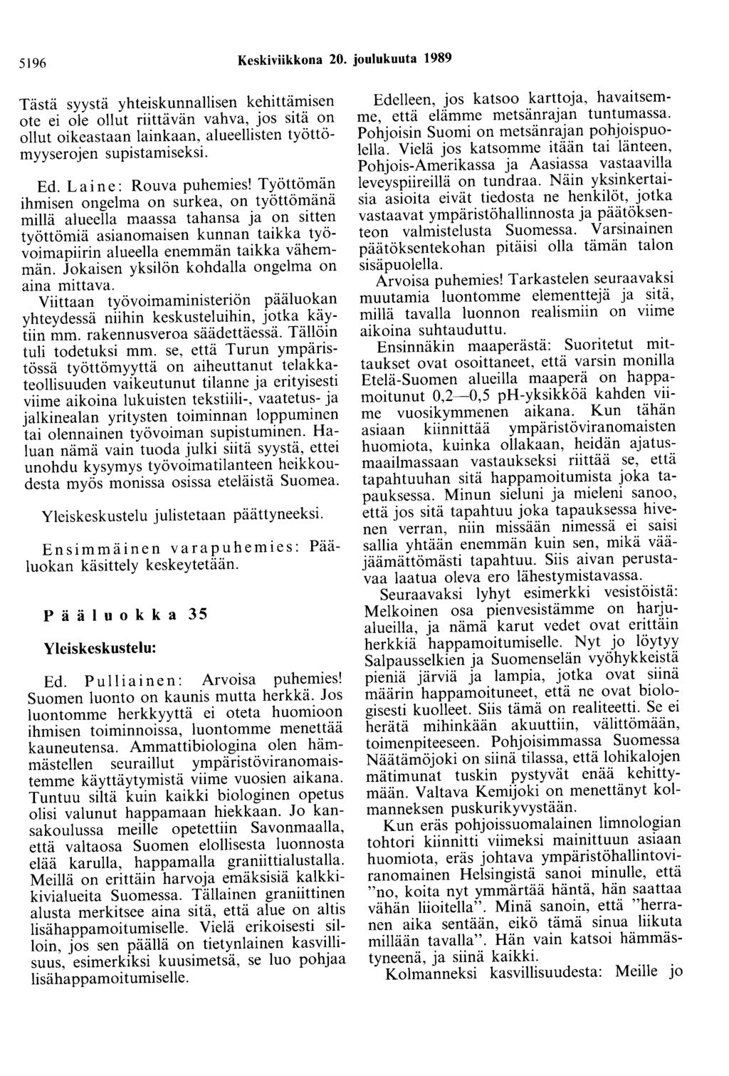 5196 Keskiviikkona 20.