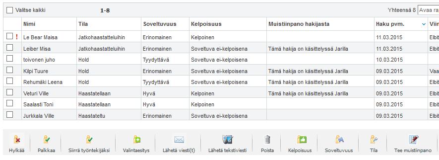 4.4 Uusi muistiinpano hakijasta näkyviin myös hakijalistalle 4.4.1 Ominaisuuden kuvaus Uudessa Kuntarekry ohjelmistoversiossa voidaan kirjoittaa hakijaan liittyvä muistiinpano, joka näkyy myös hakijalistauksessa.