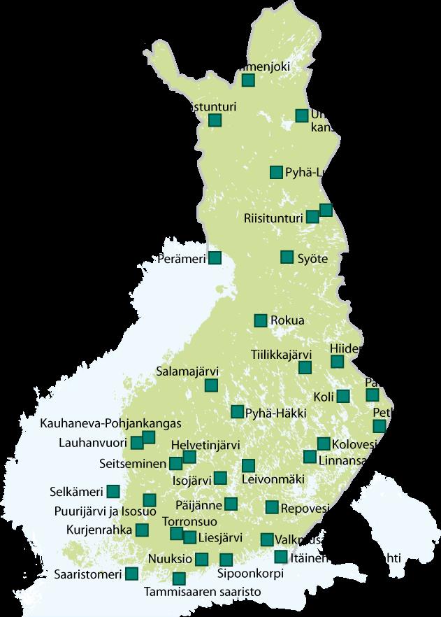 Suomen kansallispuistot 2017 40 kansallispuistoa (Hossa ei näy