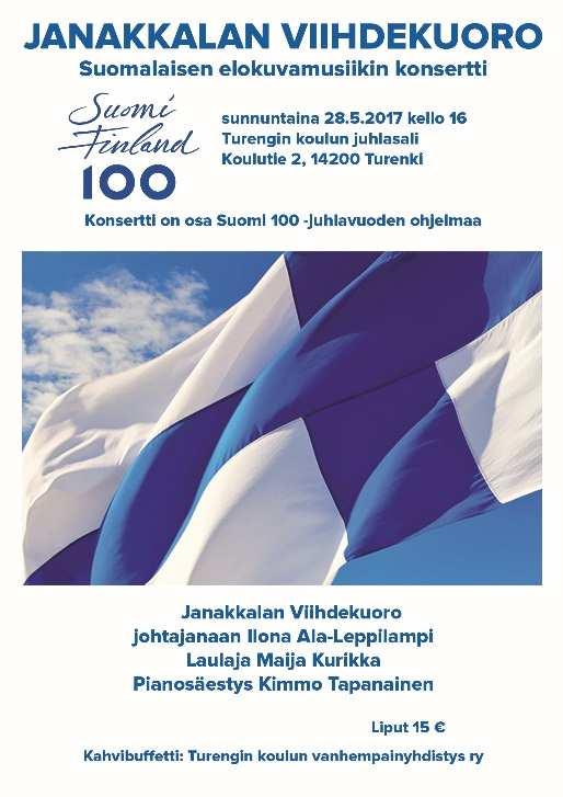 Suomalaisen elokuvamusiikin konsertti Janakkalassa 28.5. klo 16 Janakkalan Viihdekuoro vie konsertissaan suomalaisen elokuvamuusikin historiaan.