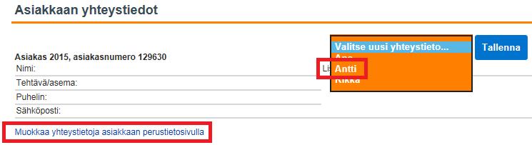 Klikkaamalla Muokkaa linkkiä pääset muuttamaan mainosjakelun perustietoja (nimi, infokoodi, käyttötunnus). Jokaisella markkinointijakelulla on hyvä olla merkittynä yhdyshenkilö yhteydenottoja varten.