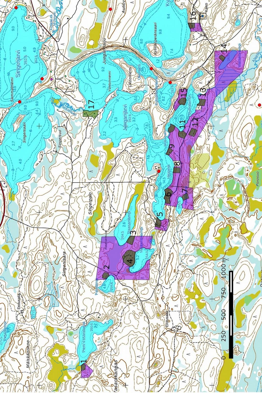 4 Kartta 2. Kaava-alue violettina, korttelit 1 17 vihreänä.