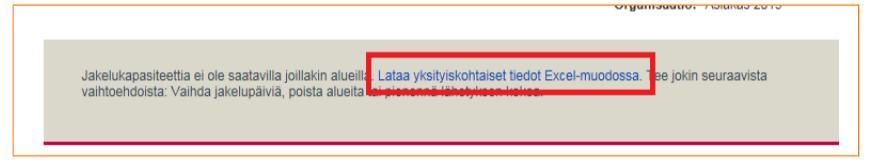 Ilmoitus täydestä jakelukapasiteetista Jos tekemääsi tilaukseen kohdistuu jokin este, eli jakelua ei voida toteuttaa toivomallasi