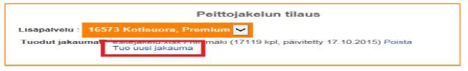 Lehden peittojakelun hinnan näyttäminen Ennen lopullista tietojen tallentamista sinulle vielä näytetään tuotujen taulukoiden nimet ja jaettava kappalemäärä.