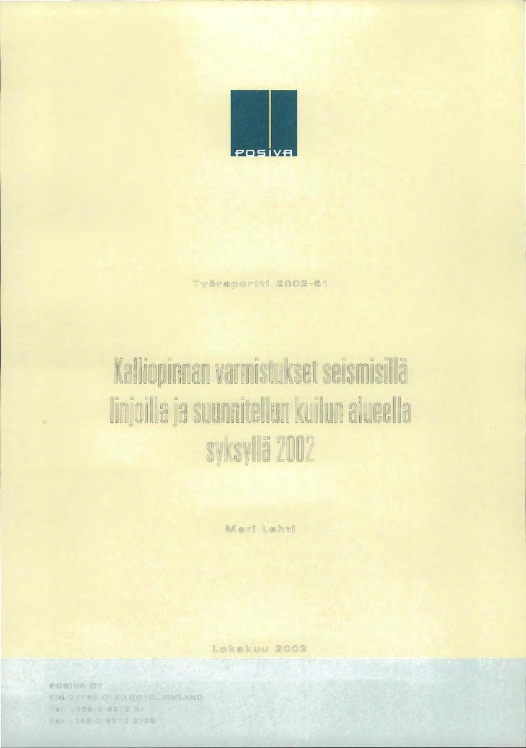 Työraportti 2002-51 Kalliopinnan