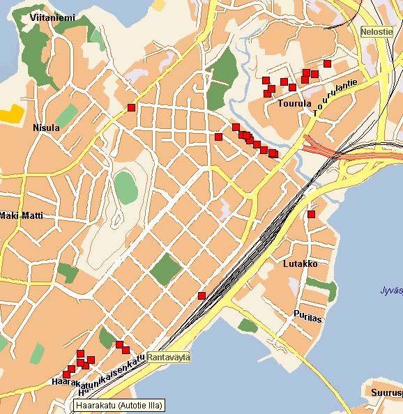 erillisiä pientaloja 8 kpl, Vapaa-ajan asuinrakennuksia 0 kpl Jyväskylä postinumeroalue 40340 Yhden