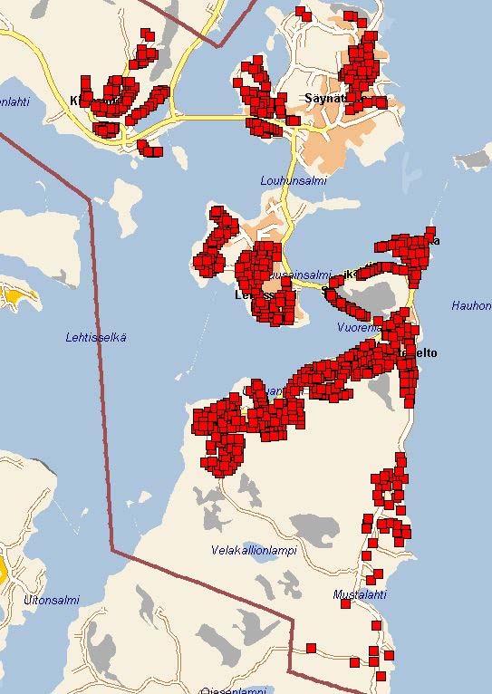 Jyväskylä postinumeroalue 40900 Yhden asunnon taloja 781 kpl, kahden asunnon