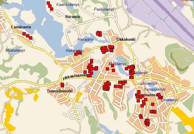 Postinumeroalue 41160 Rivitaloja 106 kpl, ketjutaloja