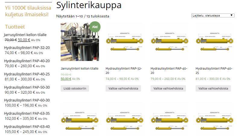 tieto tuotteiden tilauksesta. Tilaus lähetetään pakkaamoon ja tuotteet lähetetään asiakkaalle. 29 KUVA 19. Verkkokaupan päävalikko (Ravaltsu Oy, 2017).