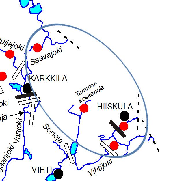 Vihtijoki Rautajoki Nuijajoki Saavajoki Tammerkoskenoja Räpsänjoki Maijanoja Sortoja Vanjoki