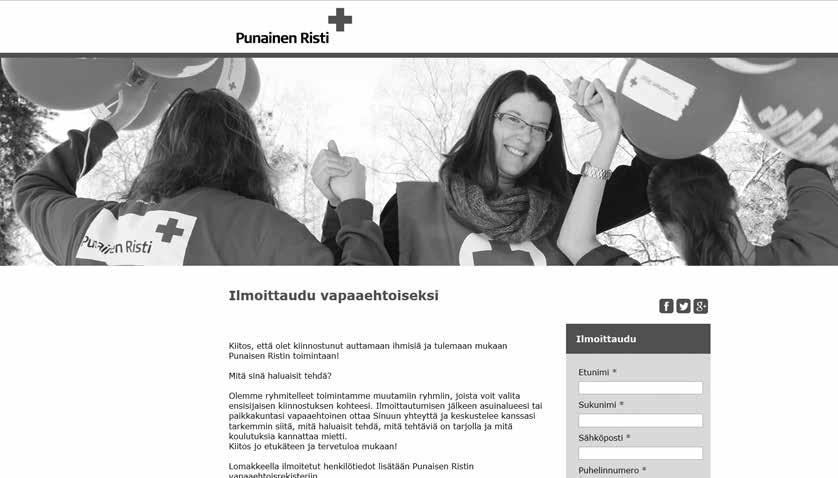 AJANKOHTAISTA Vapaaehtoiseksi netissä ilmoittautuneet suoraan osastoihin Elokuusta alkaen uusien vapaaehtoiseksi ilmoittautuneiden tiedot on välitetty suoraan osastoihin.