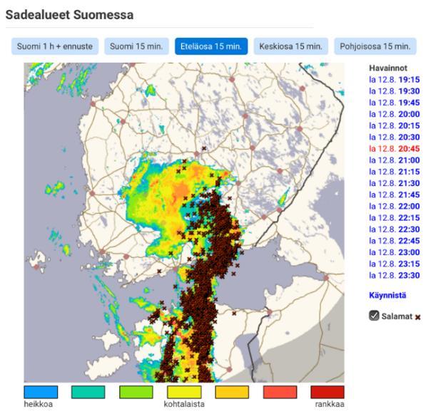 vuorokausisade: Kotka Rankki 42,1 mm Maasalamoiden määrä