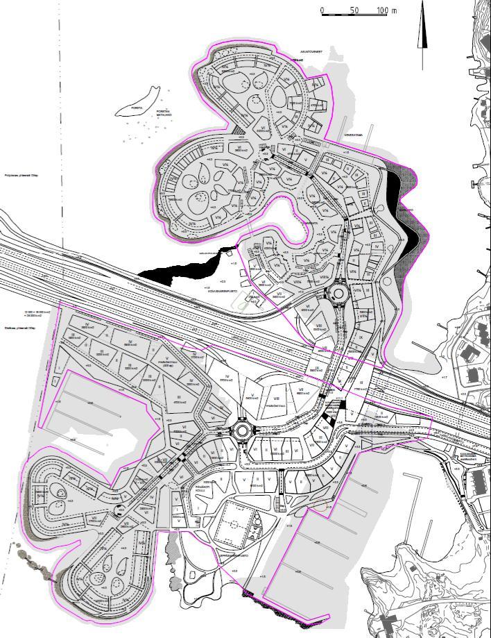 Koivusaaren asemakaavaluonnos, ruoppauskartta Helsingin