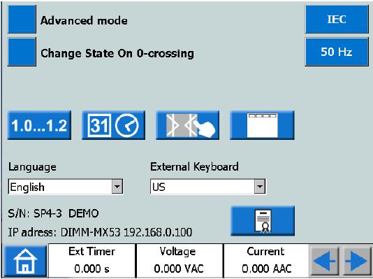 47 Kuva 3. System configuration valikko. Valitsemalla kohta Advanced mode voidaan laitteen virta- ja jännitelähteillä tuottaa harmonisia yliaaltoja.