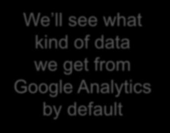 Google Analytics implementation We ll see what kind of data we get from Google