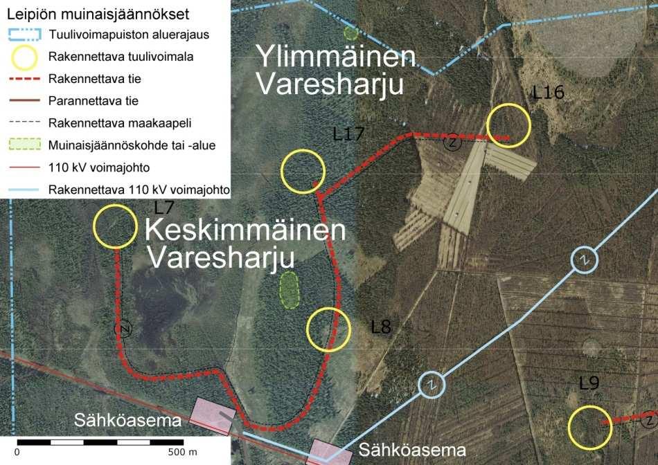 17 (43) Kuva 6. Leipiön tuulivoimapuistoalueen muinaisjäännökset. 2.