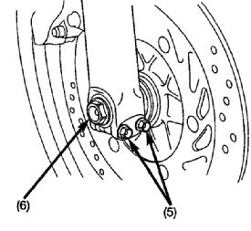 Irroita vasemman ja oikean jarrusylinterin kiinnityspultit (3) ja vasen ja oikea jarrusylinteri (4). VAROITUS!