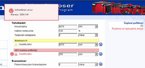 Mahdollisimman monelle ohjelmaan syötettävälle arvolle on annettu esiasetusarvo. Näitä arvoja voidaan muuttaa kuvauksen mukaan.