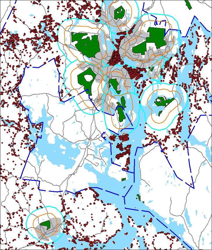 Yleiskaavallinen selvitys päävirkistysalueista - 2 km:n vaikutusalueella asuvien