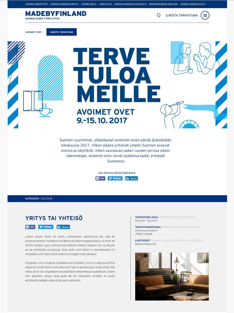 Materiaaliesimerkkejä Tervetuloa meille -viikon ilme