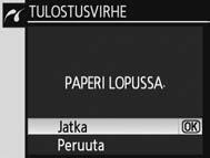 Valokuvien tulostaminen Valokuvat voidaan tulostaa jollakin seuraavista tavoista: Liitä kamera tulostimeen ja tulosta JPEG-kuvat suoraan kamerasta (katso alla).