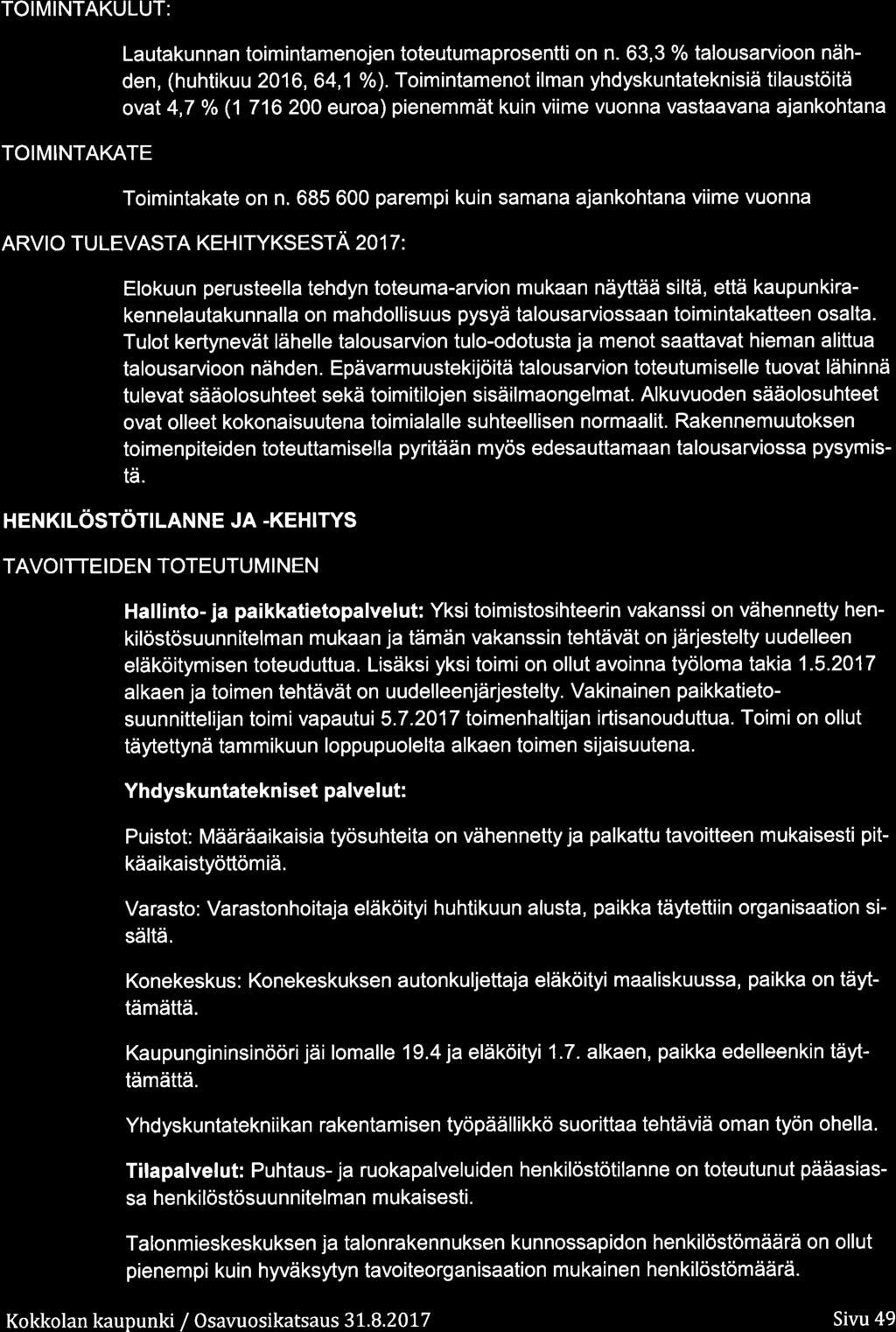 TOIMINTAKULUT: TOIMINTAKATE Lautakunnan timintamenjen tteutumaprsentti n n. 3,3 % talusarvin nähden, (huhtikuu 21, 4,1 /).