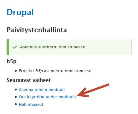 Mene sen jälkeen kohtaan Laajenna ja ota uudet moduulit