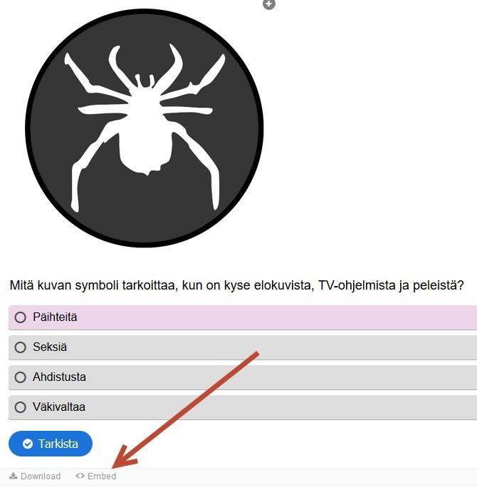 ! HUOM.! Moodleen asennetussa :stä ei ole ole mahdollista suorittaa upotuksia. 2.1.2 -sisällön kopioiminen on sikäli kätevä, että kaikki mitä sillä tehdään, on kopioitavissa. Jos teet esim.