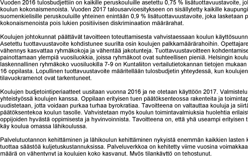 Esitykseen sisältyvät tuottavuustoimenpiteet 2.1.