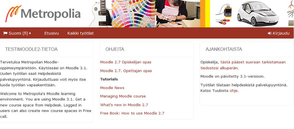 1 1 Opettajana Moodlessa -ohje Tämä Moodle 3 -ohje on tehty n opettajille ja henkilökunnalle.