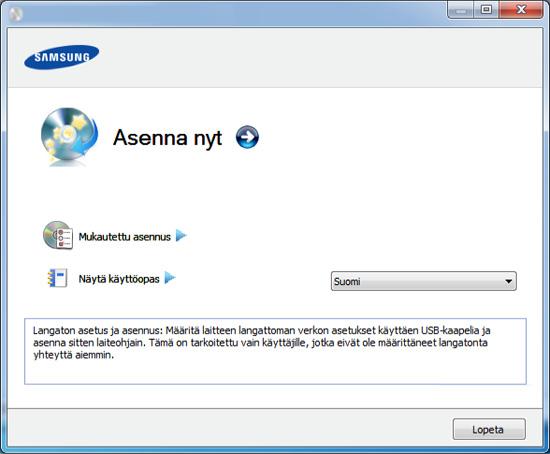 Ohjaimen asennus paikallisesti Paikallisesti liitetty laite on kaapelilla tietokoneeseen suoraan liitetty laite. 3 Valitse Asenna nyt.