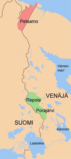 Tarton rauha 1920 Neuvosto-Venäjä tunnusti Suomen historialliset rajat (Suomen autonomisen suuriruhtinaskunnan raja vuodelta 1812) Suomi sai lisäksi Petsamon, jonka keisari Aleksanteri II oli 1864