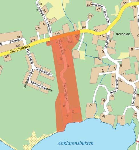 sivu 11 (18) Furumo Alue käsi ää kiinteistöjä Täktomin en eteläpuolelta rantaan saakka Furumon en lähiympäristössä sekä osan Täktomin estä. Alue on pinta-alaltaan noin 16 ha.