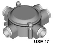 vaippaliitinruuveja ja Metalliset holkkitiivisteet USE - jakorasian sisähalkaisija 76 mm, syvyys 28 mm Johdinpoikkipinta 5 x 2,5 mm²