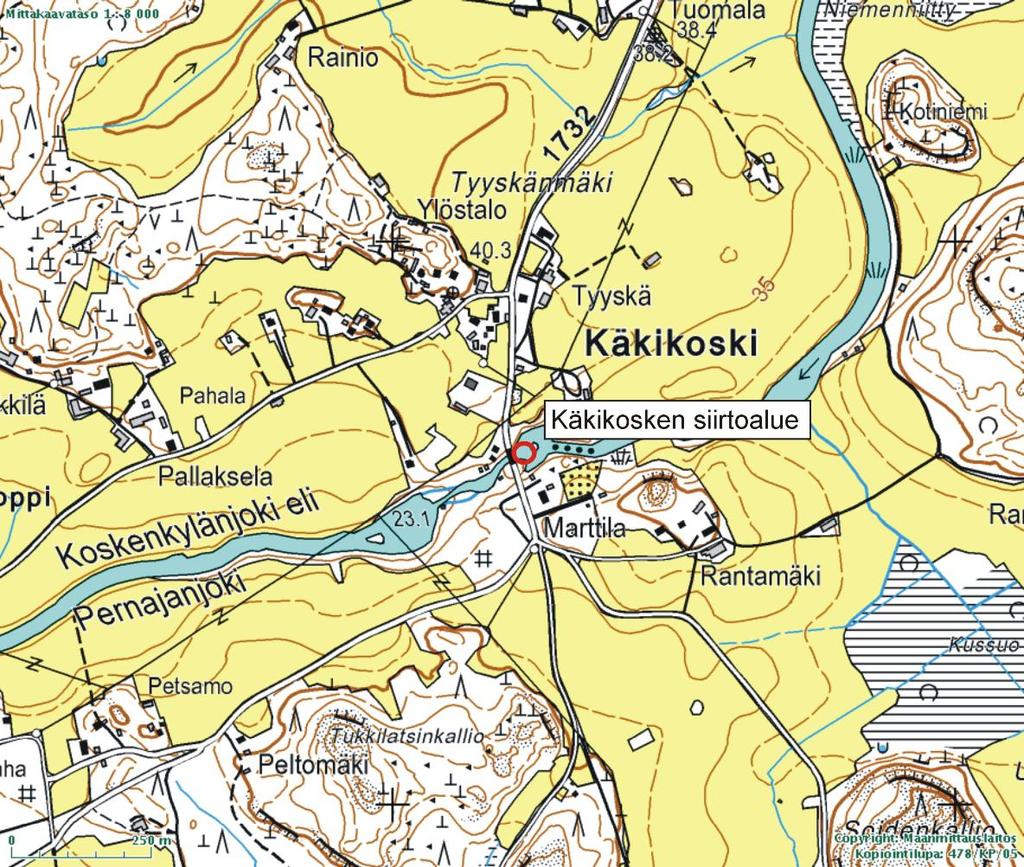 Kuva 5. Käkikosken siirtoalueen sijainti.