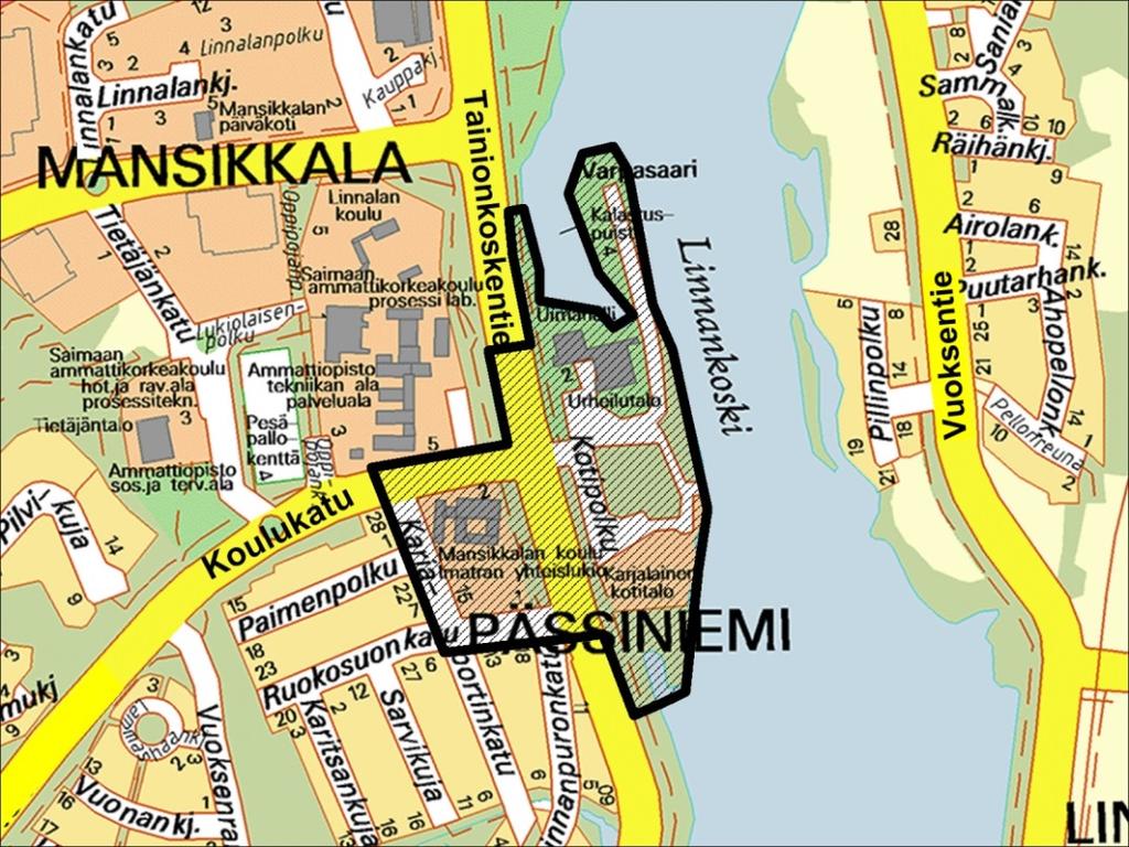 IMATRAN KAUPUNKI KAUPUNKIKEHITYS JA TEKNISET PALVELUT Kaupunkisuunnittelu OSALLISTUMIS- JA ARVIOINTISUUNNITELMA (MRL 63 ) ASEMAKAAVAN MUUTOS 1085 Kaupunginosa 11, Pässiniemi Korttelit 3, 15 ja 11