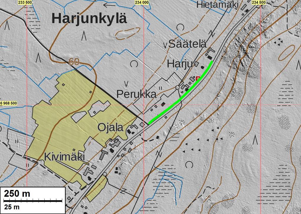 3 Yleiskartat Tutkittu linjaosuus on merkattu ylläolevaa