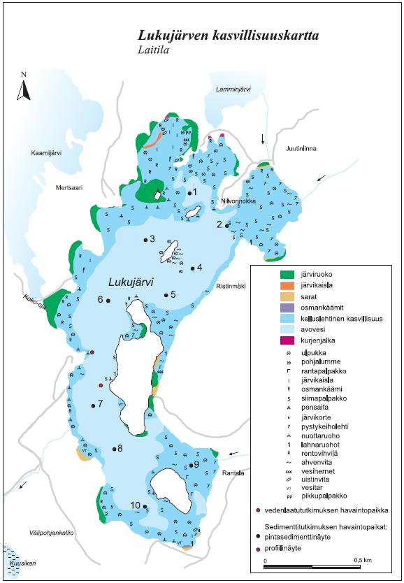 pikkulimaskan massat osoittavat ojassa olevan runsaasti ravinteita. Lukujärvellä tavattiin myös irtokeijujia. Näitä olivat isovesiherne ja rimpivesiherne.