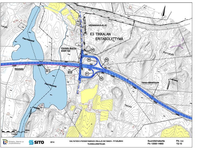 0927 Syvänniementie 2 (Tikkala) asemakaavan muutos ja asemakaava Mikkelin kaupunki Kaavaselostus 2.10.2017 3.2.7 Rakennusjärjestys Kuva 12: Ote suunnitelmakartasta Tikkalan eritasoliittymän kohdalta.