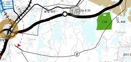 Maakuntakaavaan on merkitty päävesijohto (musta ohut viiva) kulkevaksi suunnittelualueen läpi itä-länsi- suunnassa.
