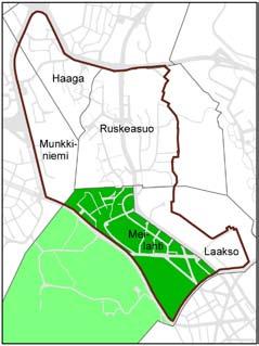 Pikku Huopalahteen kuuluvan Paciuksenkadun alueen kadut vaihtelevat paljon poikkileikkaukseltaan ja yleisilmeeltään.