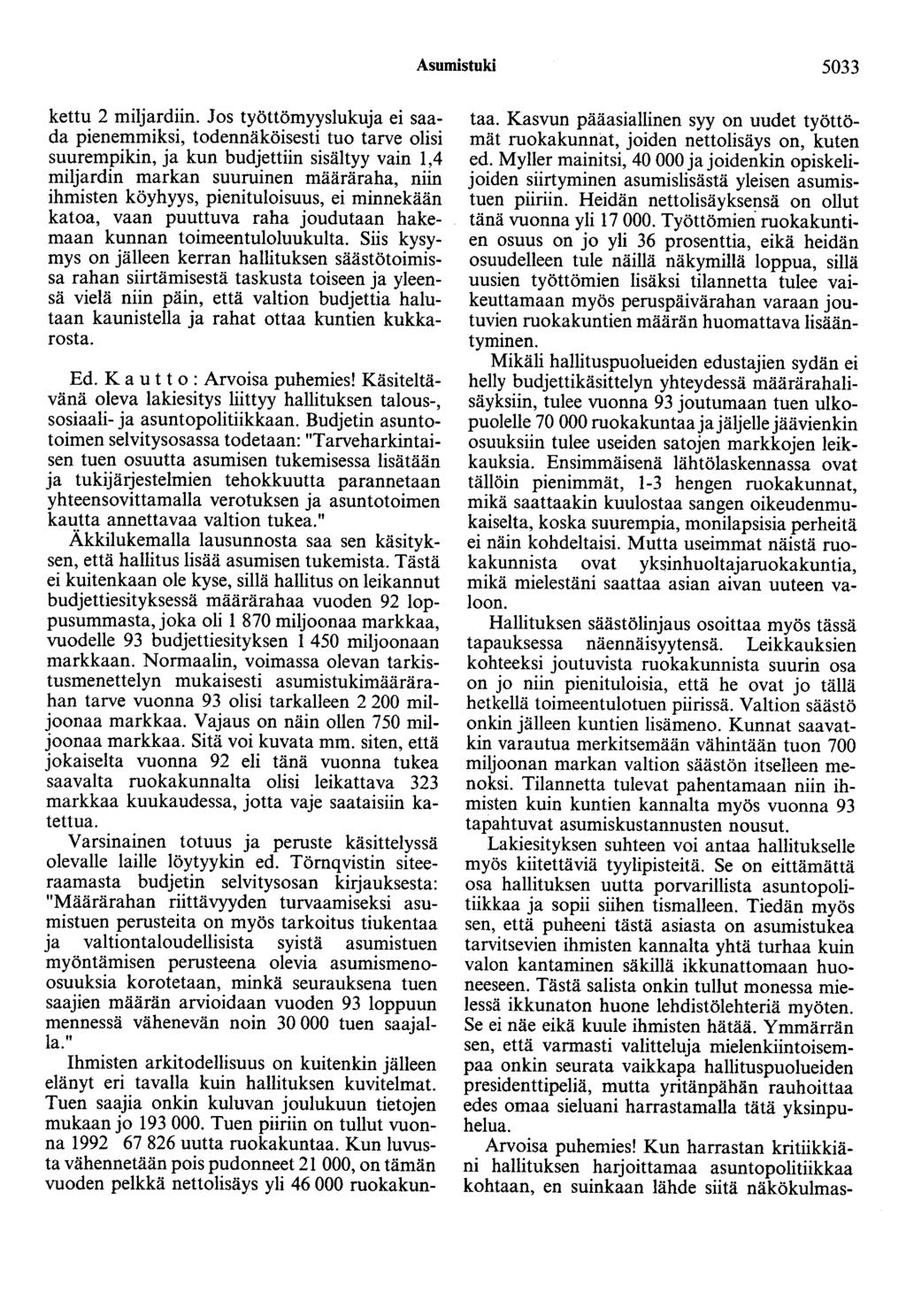 Asumistuki 5033 kettu 2 miljardiin.