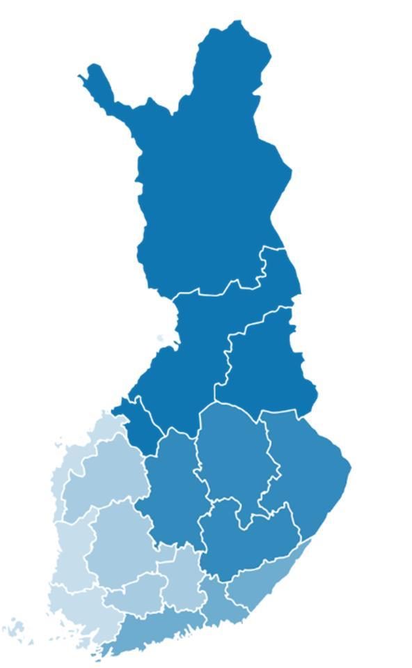 Kokeilualueet Pohjois-Pohjanmaa/Oulu (7) Pirkanmaa (7) Satakunta (7) Uusimaa/Keski- Uusimaa (4) Päijät-Häme (4) Keski-Pohjanmaa (4) Satakunta/Pori