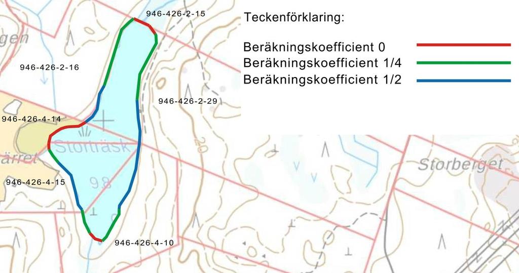 Tiheydellä 8 rakennuspaikkaa/km muodostuu 0,94 kpl uusia rantarakennuspaikkoja, joka on pyöristetty ylöspäin yhteen (1) uuteen rakennuspaikkaan.