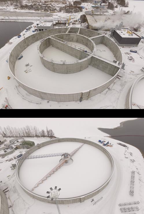 Paikallavaletuista betonirakenteista Ilmastusallas Laatta jännitetty D100 seinä jännitetty pystyyn ja vaakaan h=11,0m D55 seinä, suorat