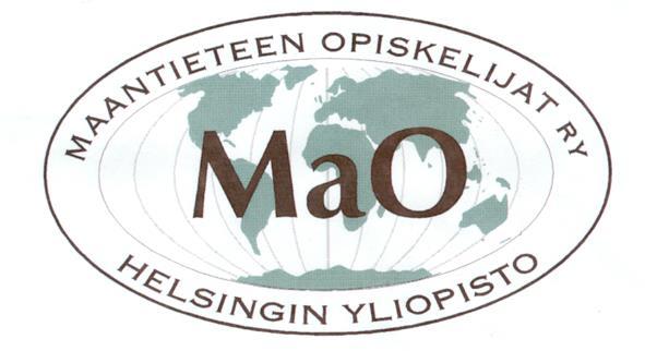 MAANTIETEEN OPISKELIJAT RY HALLITUKSEN KOKOUS PAIKKA: Klusterin kokoushuone, Leppäsuonkatu 11 AIKA: 19.10.